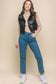 PU Faux Leather puffer West With Snap Button