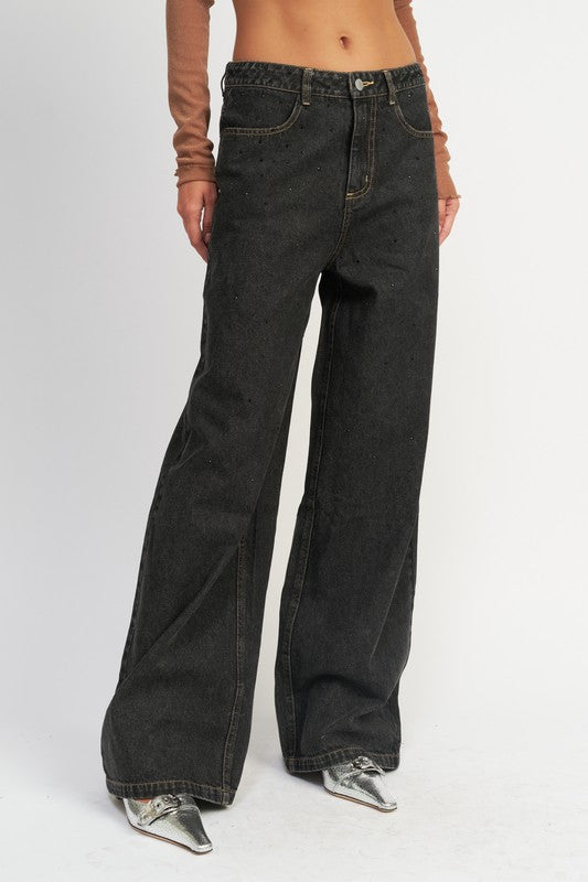 BOYFRINED PANTS WITH CONTRASTED STITCHING