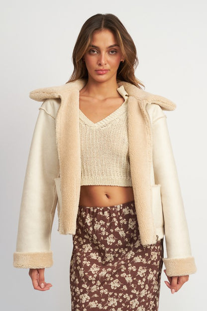 REVERSIBLE FUR CROPPED JACKET