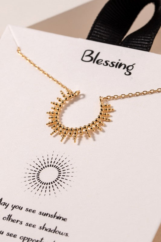 Open Sun Burst Charm Necklace