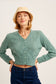 V neck Scallop Edge Button Down Crop Knit Cardigan
