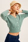 V neck Scallop Edge Button Down Crop Knit Cardigan