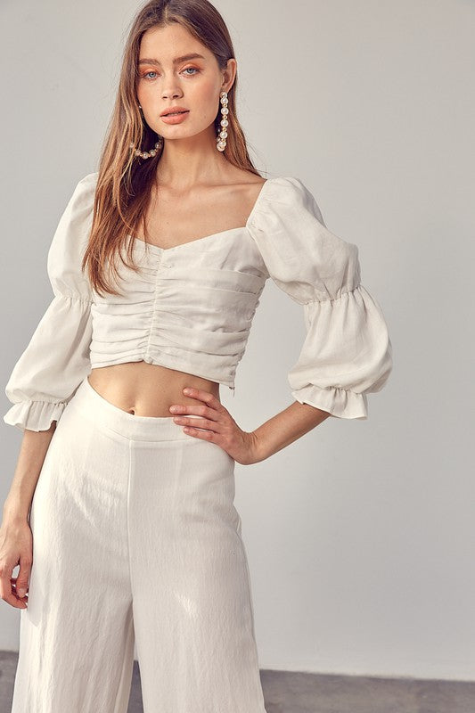 RUFFLE RUCHED FRONT TOP