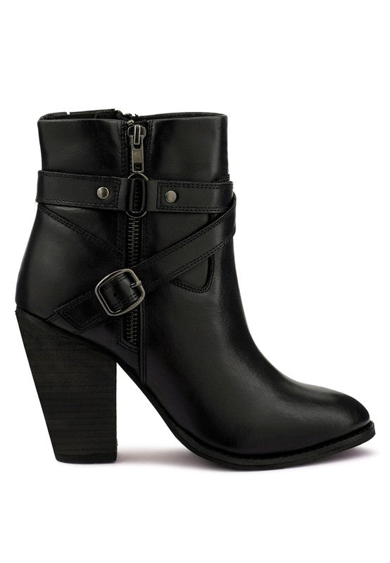 CAT TRACK Leather Heeled Ankle Boots