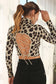 Mock neck lace up open back top