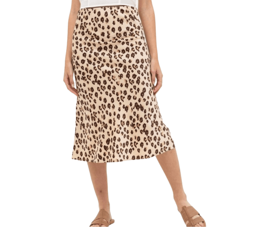 Malta silk leopard print midi skirt - guavaberry
